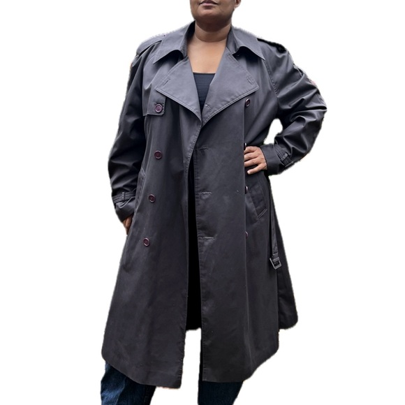 TIP TOP TAILORS | Vintage Charcoal Gray Oversized Fashionable Trench Coat - Picture 5 of 16